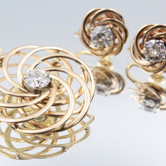 F & F Felger For Tiffany & Co 14K Gold 3.36 Carats Diamond VS1 S1 Jewelry Suite - Picture 9 of 16